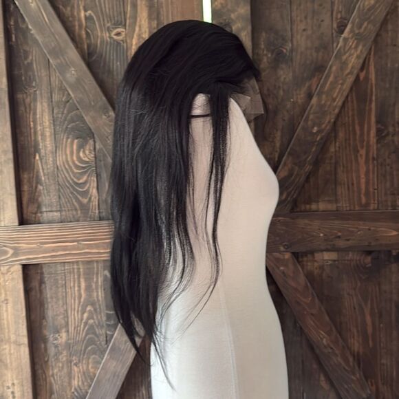 Luxurious Black Wavy Hair Wig 28” Lace Front Wig Human With Baby Hair Natural CL - Picture 7 of 16